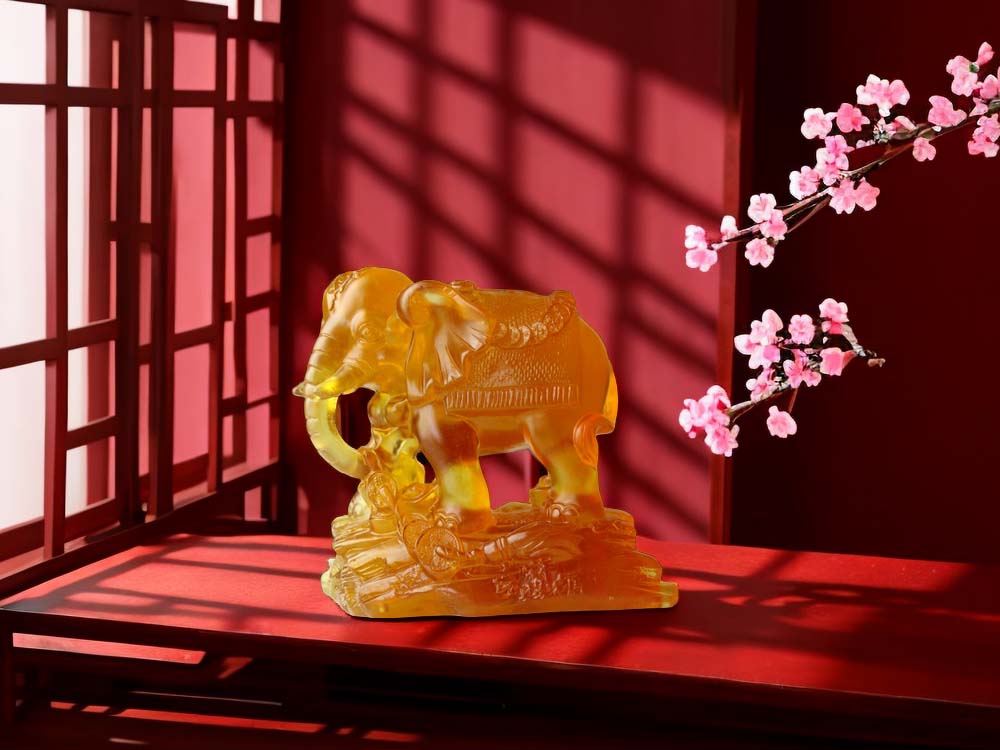 琉璃吉象，财象和富象风水摆件